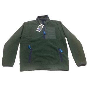 Gap Men’s S 1/2 Zip Green Fleece Pullover with Blue Accents NWT, $89.95 MSRP